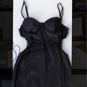 Black silk corset dress